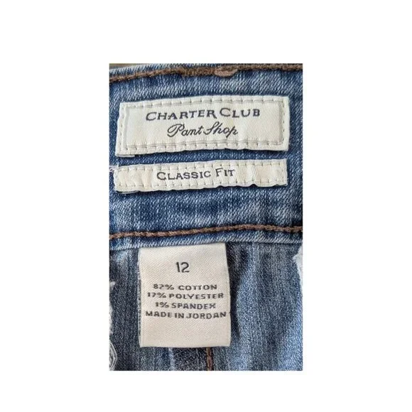 Charter Club Classic Fit Cropped Jeans Size 12 | Stretch Denim | Button Hem - Picture 4 of 4